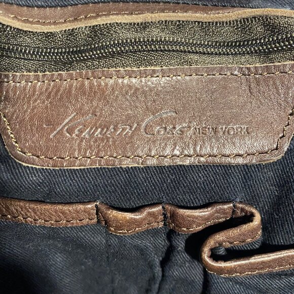 Kenneth Cole New York Brown Leather Crossbody Bag With Dual Front Pockets - Picture 5 of 7